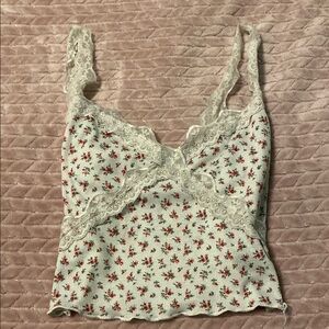 Floral Lace Trim Camisole Top